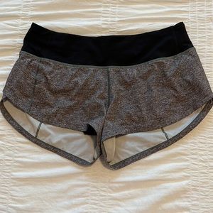 Gray Lululemon Speed Up 2.5 inch inseam shorts
